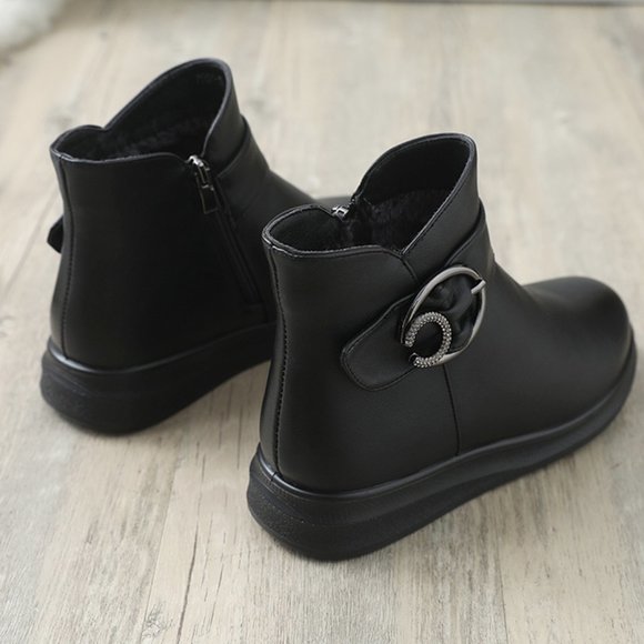 Padded warm leather shoes snow boots - Picture 4 of 6